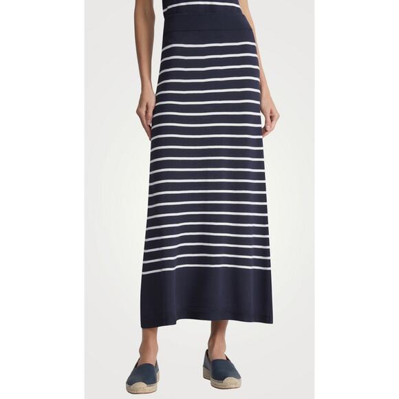 NWT LAFAYETTE 148 NEW YORK Midi Skirt & Top Stripe Print “Ink Multi” Stripe M - Picture 3 of 12